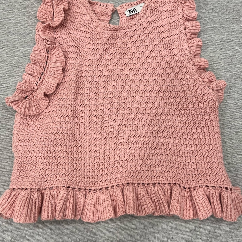Zara Blush Knit Top with Ruffles
